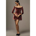 New ANTHROPOLOGIE Hutch Long-Sleeve Square-Neck Mini Dress $198 SIZE 6 RED
