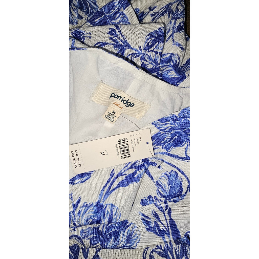 ANTHROPOLOGIE Porridge Short-Sleeve Crew-Neck Linen Printed Mini Dress Anthropologie