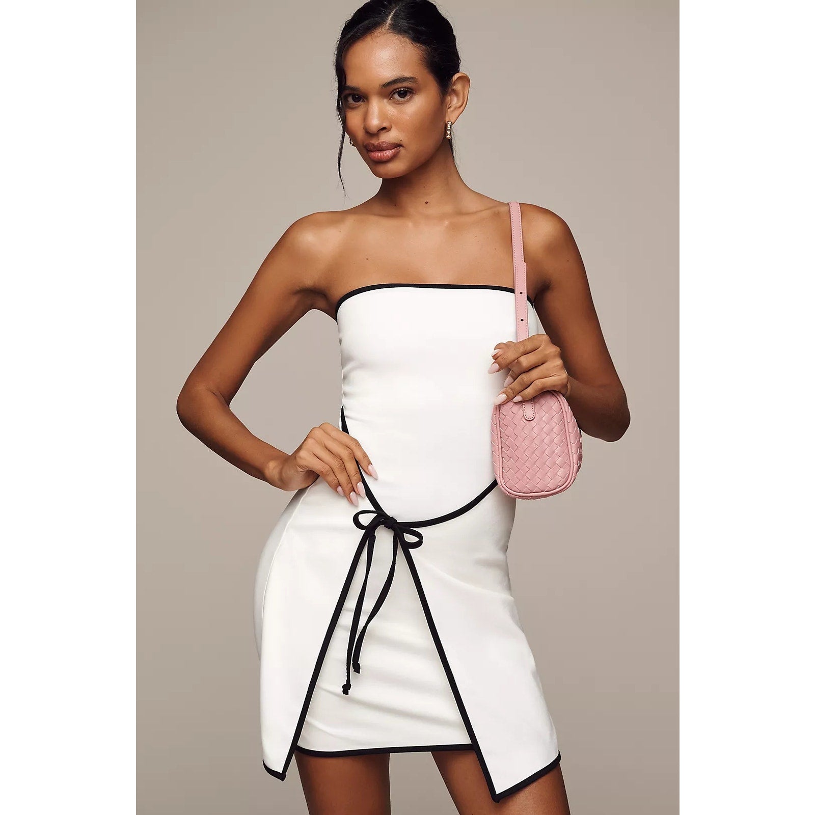 Anthropologie En Elly Strapless Wrap Shift Mini Dress LARGE White Anthropologie