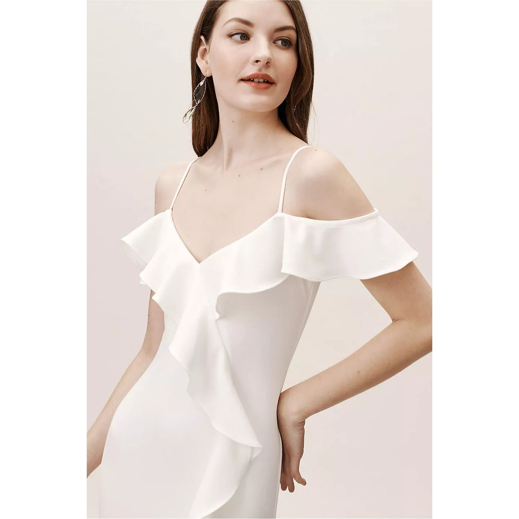 Anthropologie BHLDN Lafayette Dress RUFFLED MAXI SIZE 16 Ivory Anthropologie