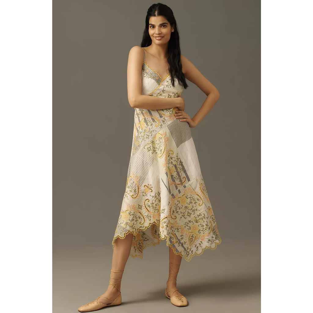 Anthropologie Sleeveless V-Neck Asymmetric Midi Dress X-LARGE Anthropologie