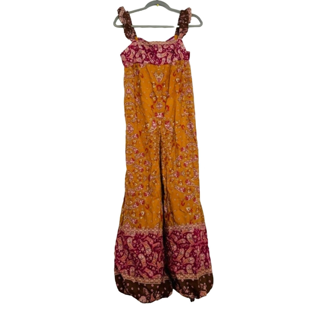 New FREE PEOPLE Bali Albright Jumpsuit $148 SMALL Gold Combo Paisley Boho