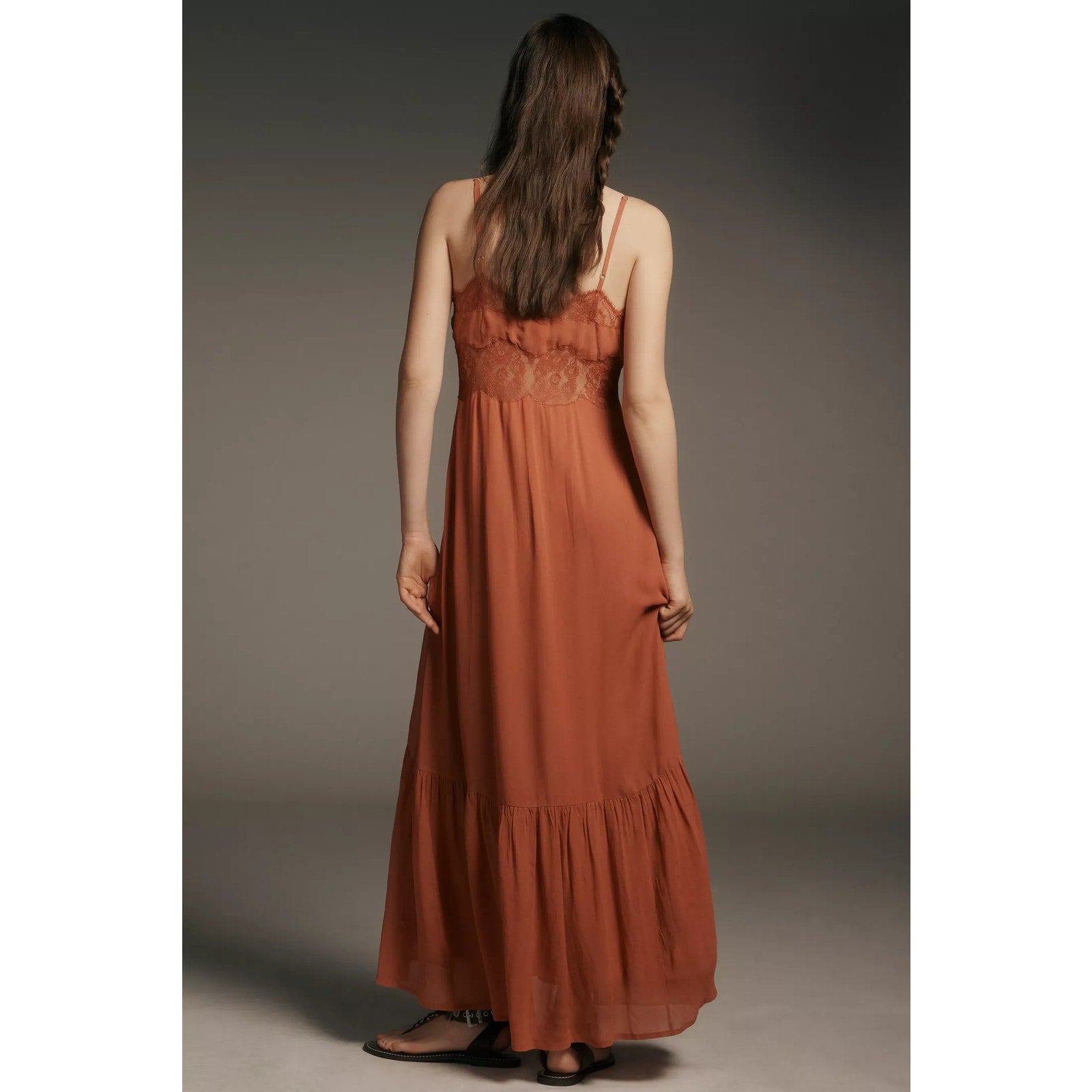 New Anthropologie Let Me Be Sleeveless Cutout Maxi Slip Dress $168 Small Red
