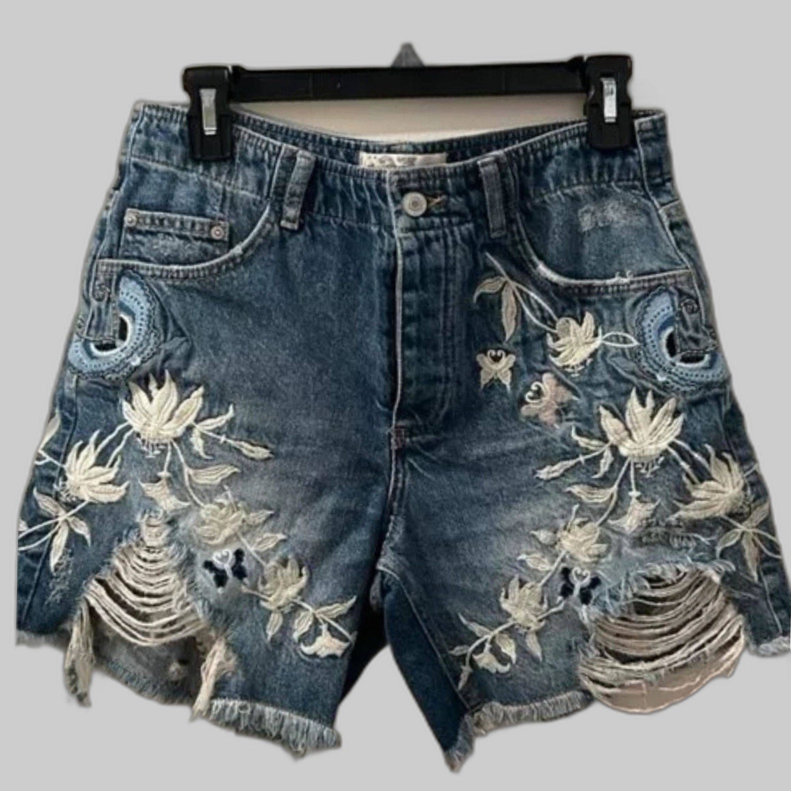 New FREE PEOPLE You're My Butterfly Embroidered Shorts CUTOFFS $198 SIZE 24