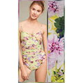 Anthropologie Ruched Seaside One-Piece Swimsuit SMALL Removable Straps Anthropologie