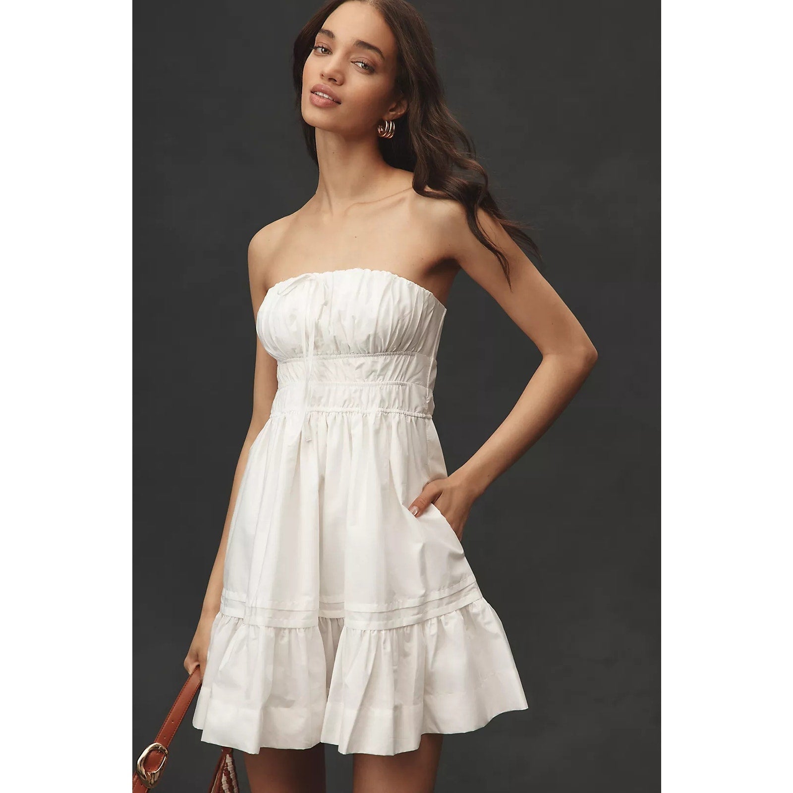 Anthropologie The Somerset Strapless Mini Dress X-LARGE White Anthropologie