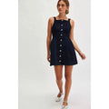New FREE PEOPLE Gimme More Denim Mini Dress $148 X-LARGE Dark Blue Button