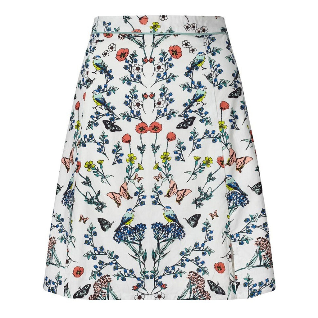 NEW Anthropologie Yumi Floral Skater Mini Skirt White Size 6 Jacquard Butterfly