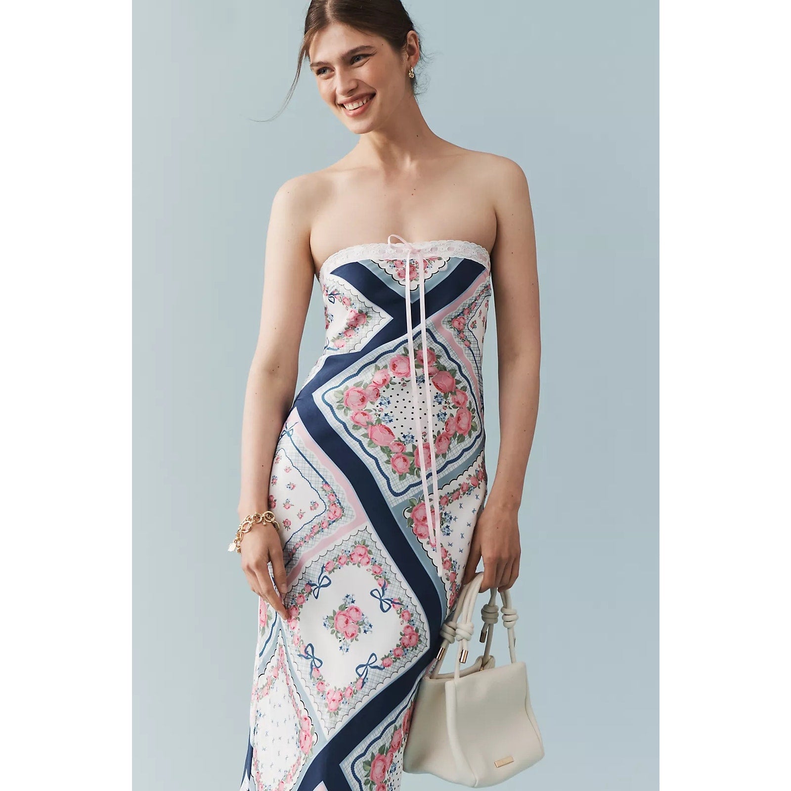 Anthropologie For Love & Lemons Daisy Mae Strapless Midi Slip Dress 1X Anthropologie