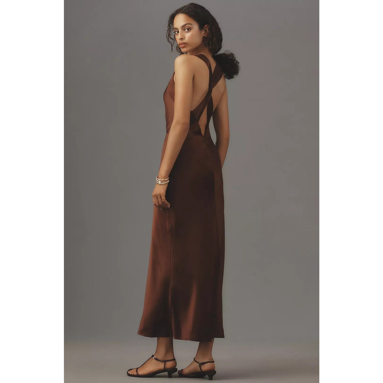 New Anthropologie by Paige Marcel Silk Midi Dress $429 SIZE 14 Plum Raisin