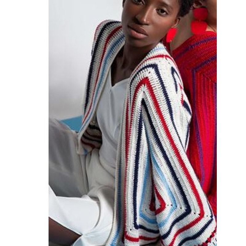 Catarina Mina Handmade Striped Casaco Cardigan