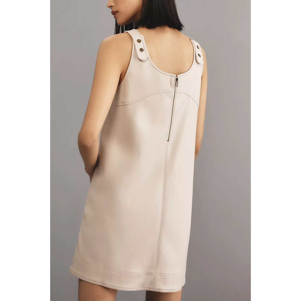 Anthropologie Pilcro Faux-Leather Scoop-Neck Shift Mini Dress $148 Sz 4