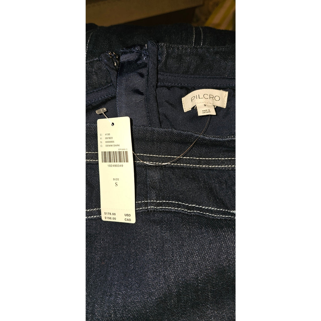 Anthropologie Pilcro Square-Neck Denim A-Line Midi Dress SMALL D Blue Anthropologie