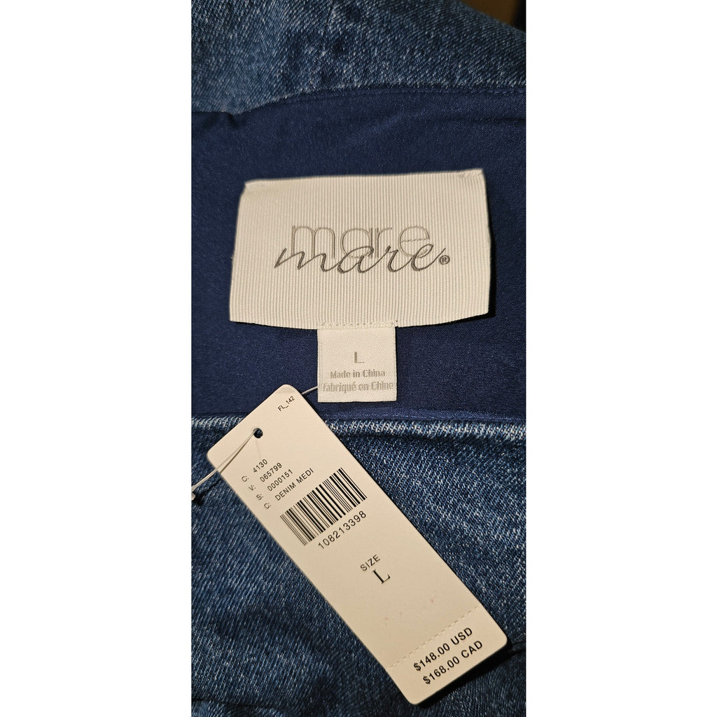 Anthropologie Mare Mare Cotton Denim Square-Neck Mini Dress L/XL Blue Anthropologie
