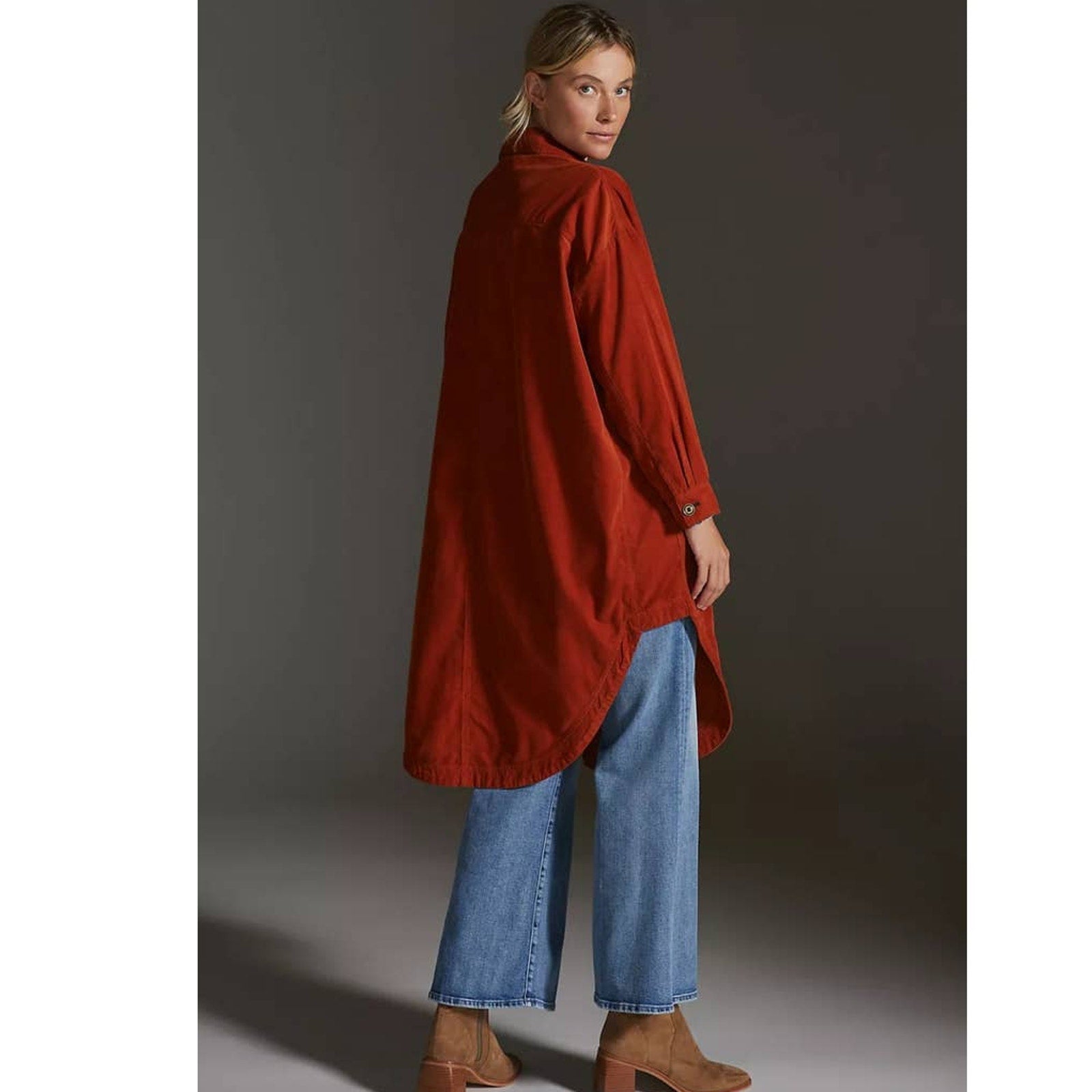 New Anthropologie Pilcro Corduroy Duster $188 (XXS) SMALL Copper Button Front