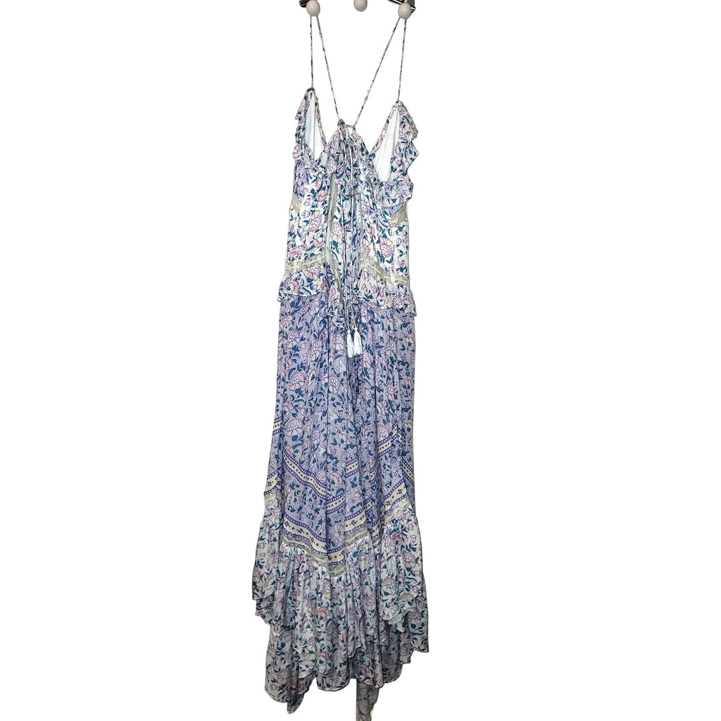 Free People Canyon Moon Maxi Top X-SMALL Boho Floral Lace Ruffled Free People
