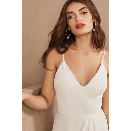 Anthropologie BHLDN Caron Crepe Midi Dress SIZE 8 Ivory - Off White Tulip Anthropologie