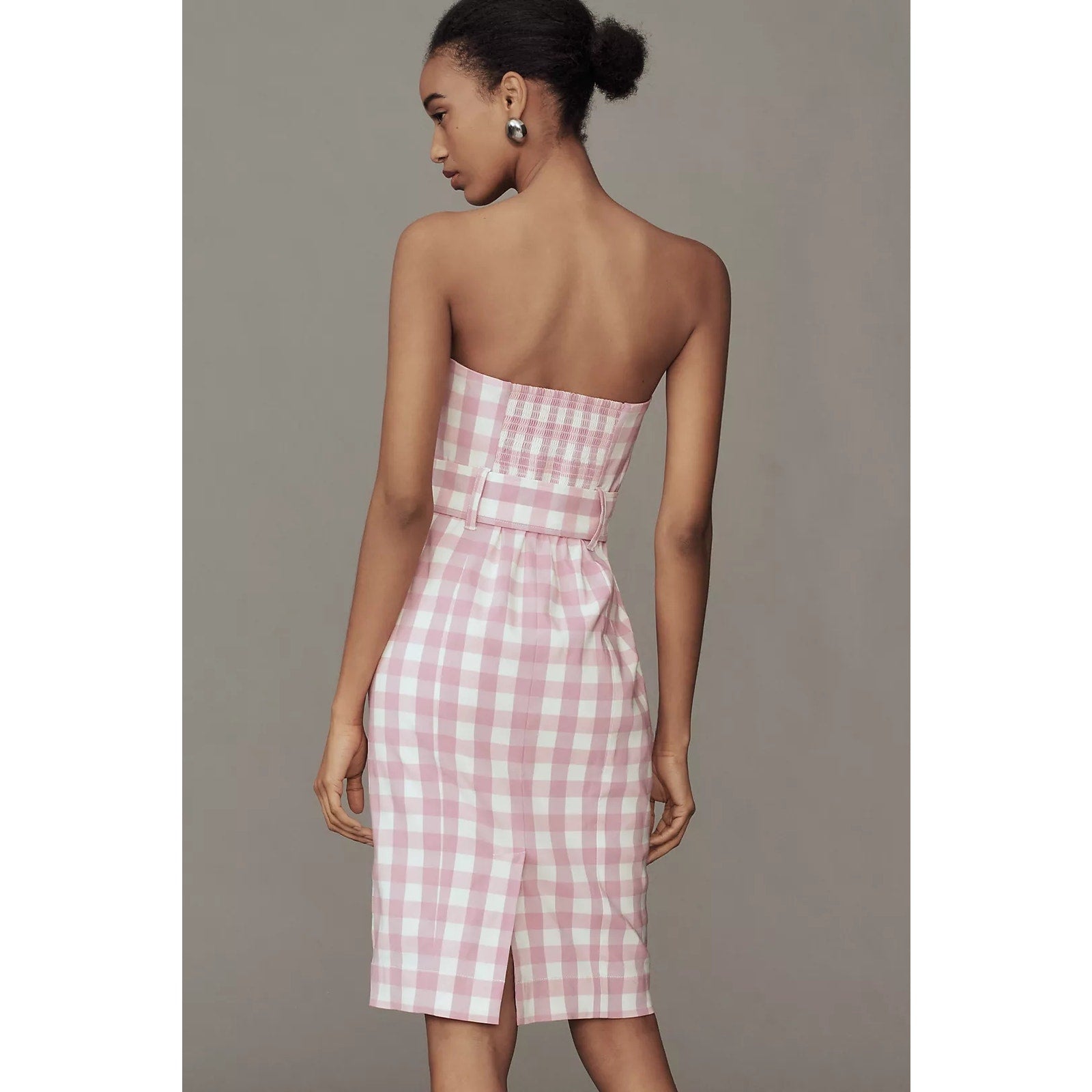 Anthropologie Maeve Strapless Sweetheart Fitted Midi Dress LARGE Pink Anthropologie