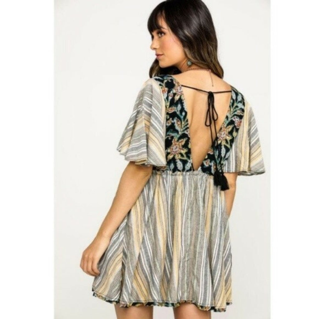 NEW Free People Under The Sun Floral Striped Tunic $128 Size Small Multicolor