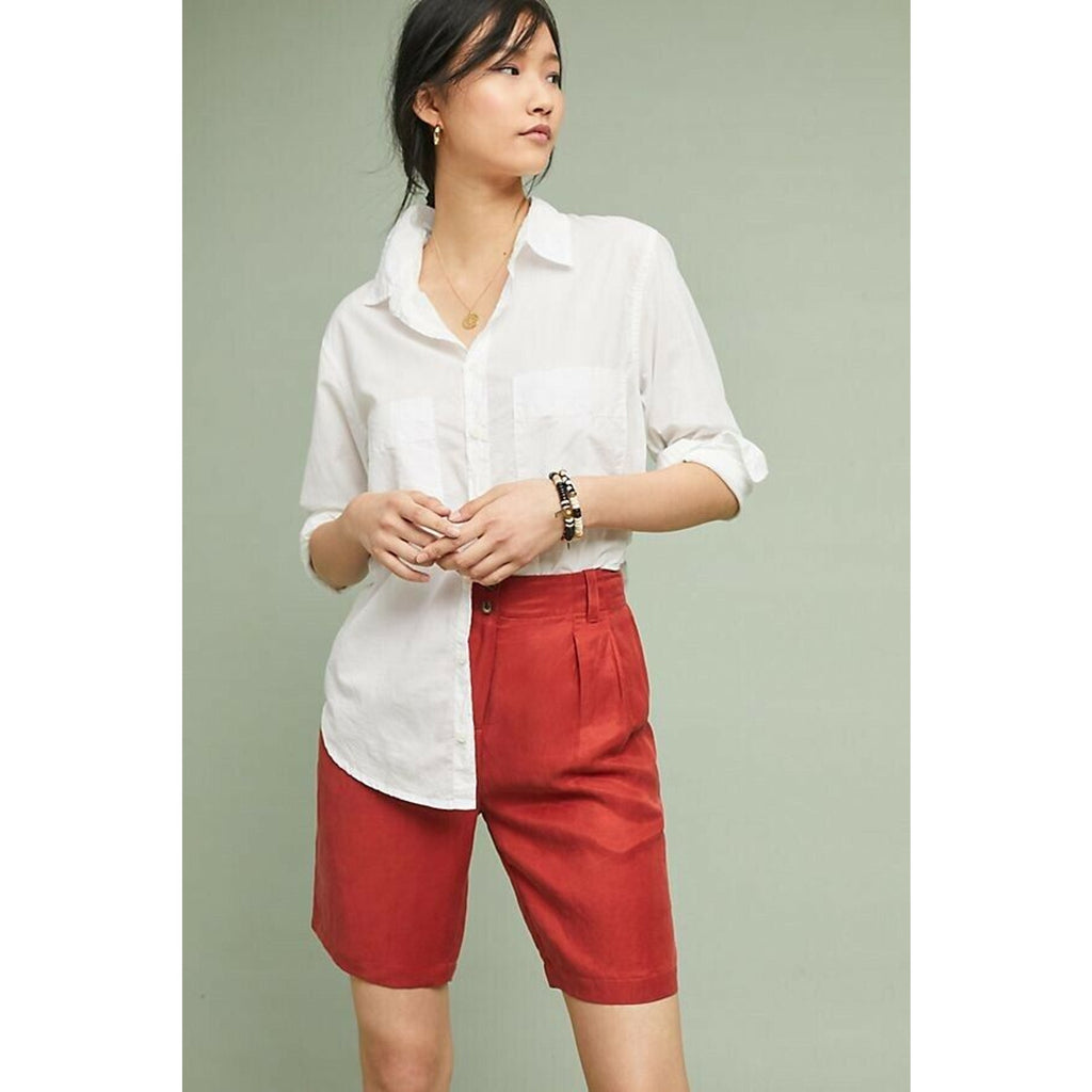 New Anthropologie Coastline Bermuda Shorts $98 RASPBERRY Size 24