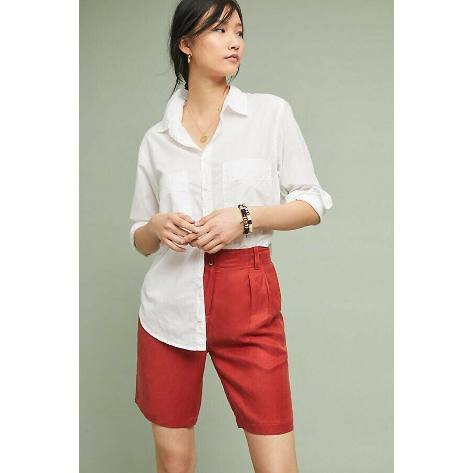 New Anthropologie Coastline Bermuda Shorts $98 RASPBERRY Size 24