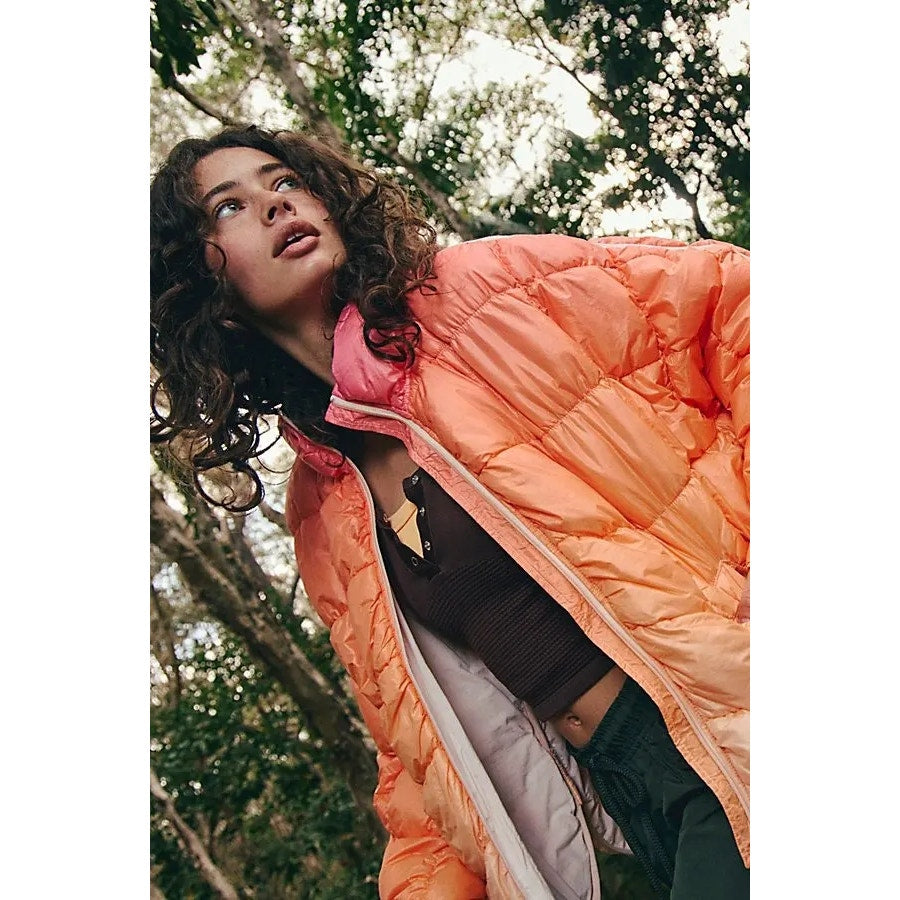 New FREE PEOPLE Scrunchy Glossy Printed Pippa Packable Puffer Jacket $228 SMALL