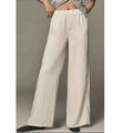 By Anthropologie Soft Pull-On Pants SMALL Ivory CREPE Elastic Waistband Anthropologie