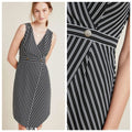 New Anthropologie Indira Asymmetrical Dress by Hutch $160 XS Striped Mini B&W
