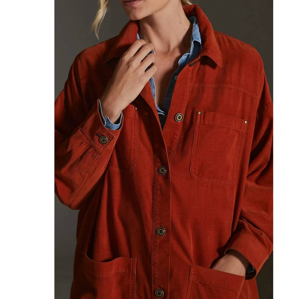 New Anthropologie Pilcro Corduroy Duster $188 (XXS) SMALL Copper Button Front