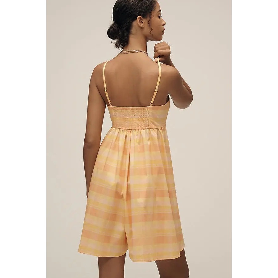 Anthropologie Hutch Sleeveless Bandeau Romper MEDIUM Yellow Plaid Anthropologie