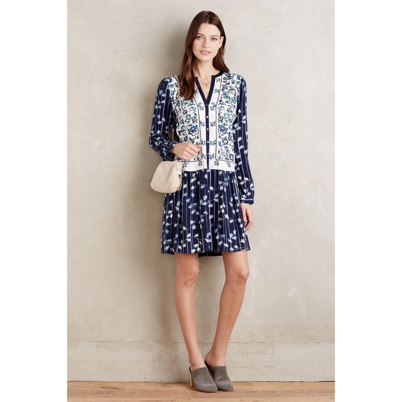 NEW Anthropologie $148 Semele Shirtdress by Tiny Size Small Petite Long-Sleeve