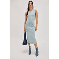 FREE PEOPLE Tell Me About It Midi Dress DENIM SIZE 6 Bleachout Slim Fit Free People