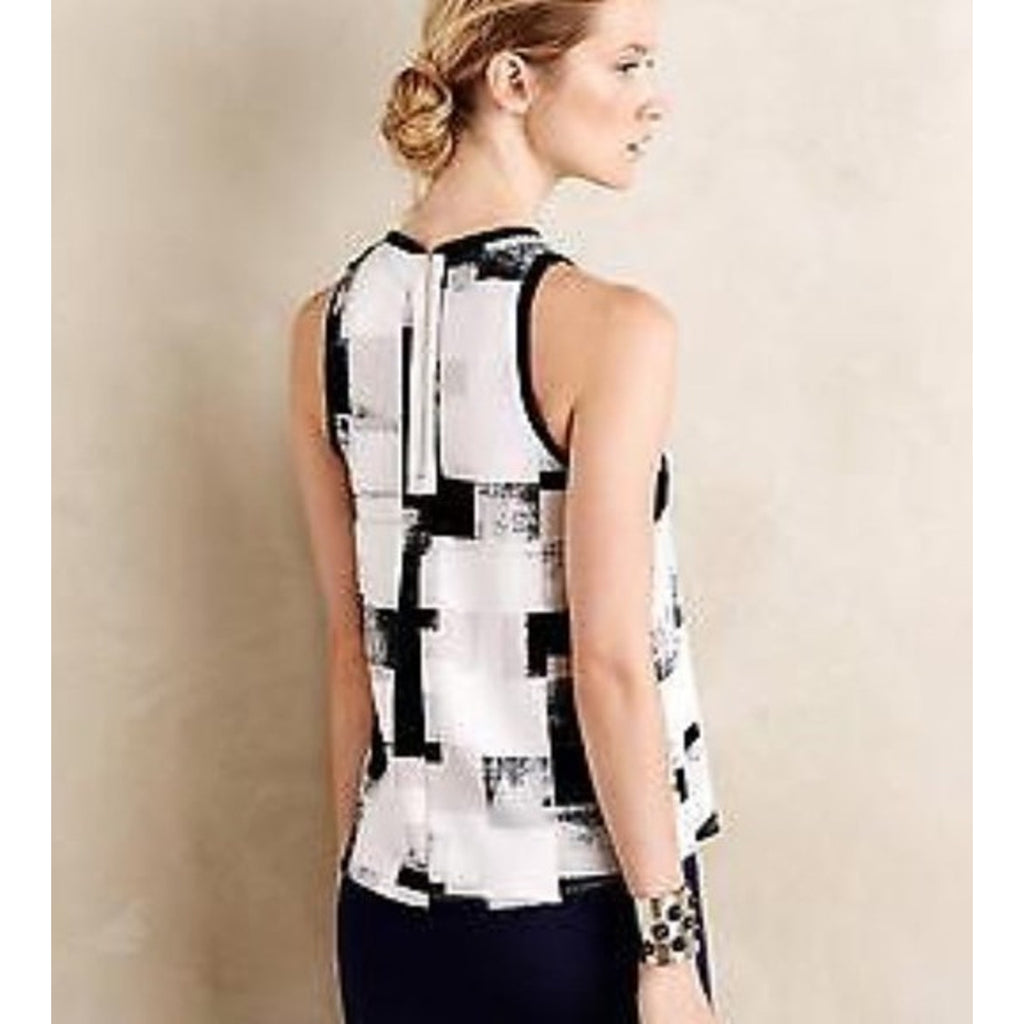 NEW Anthropologie Anzere Print Tank by 9-H15 Size Small B&W Abstract