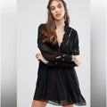 New Free People In Dreamland Cutwork Embroidered Mini Dress $168 Size 2 Black