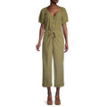 New Anthropologie by Velvet Drucie Belted Cargo Jumpsuit Green Size Small