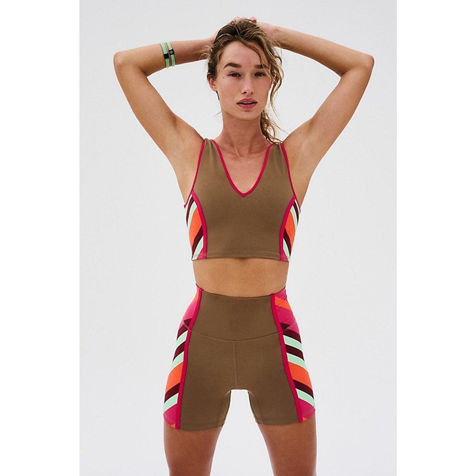 FREE PEOPLE MOVEMENT Never Better Colorblock Bike Shorts LARGE Moonrock Free People