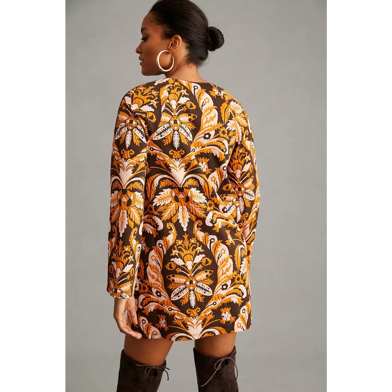 Anthropologie Maeve Bell-Sleeve Mini Dress $160 SMALL Brown