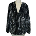 New Anthropologie Unreal Fur Faux Fur Coat SMALL Black & Gray COLLARLESS