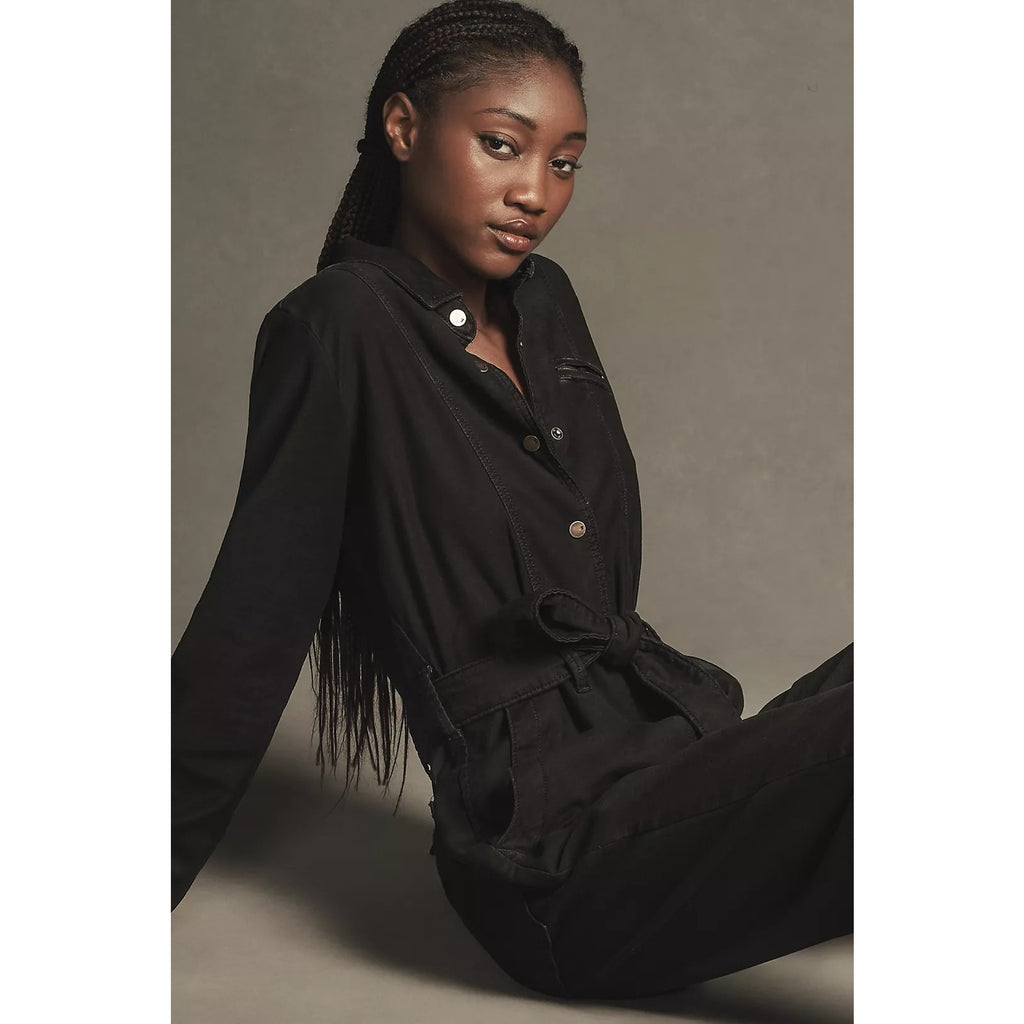 Anthropologie The Lonnie Cuffed Crop Jumpsuit by Pilcro $188 X-SMALL  Black