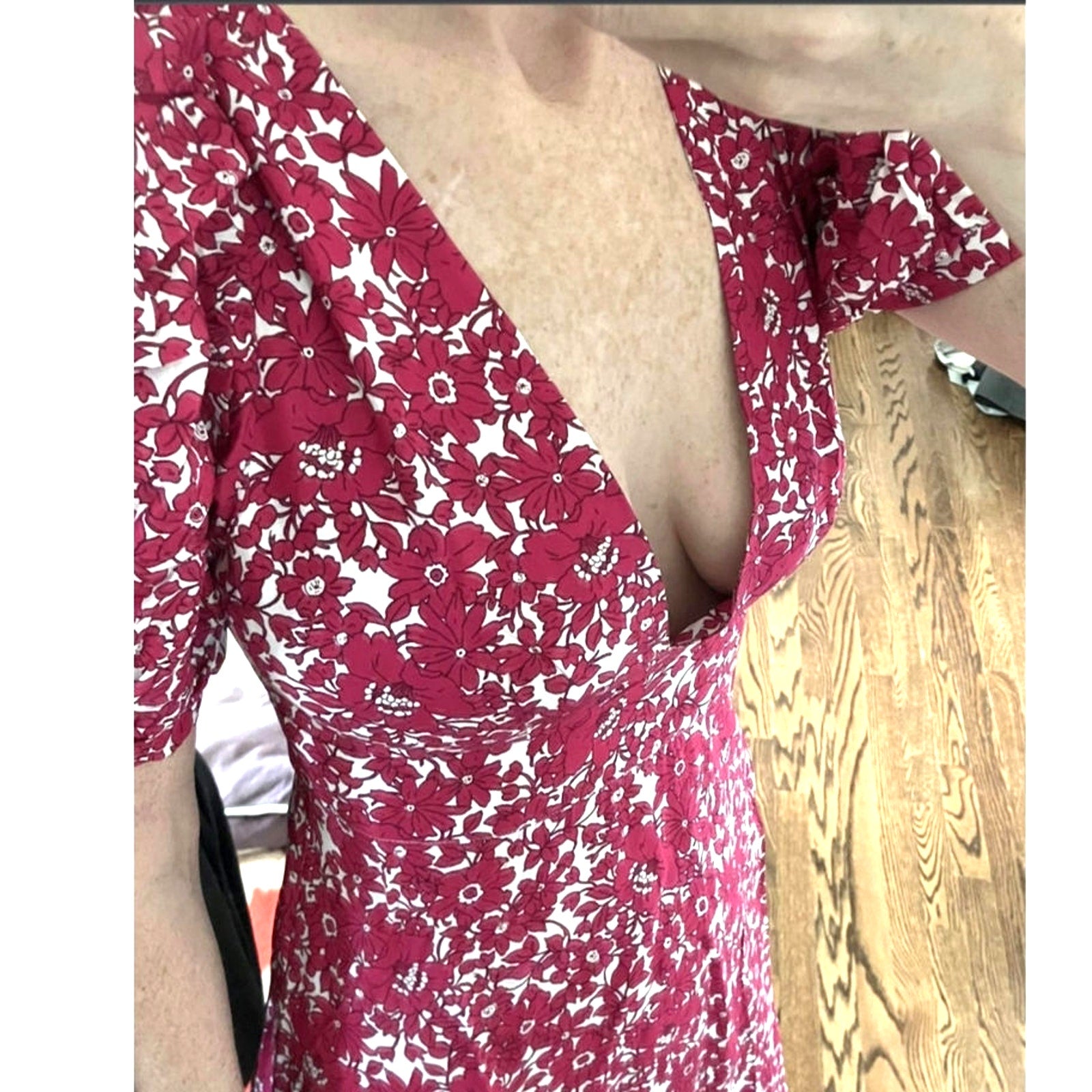 J CREW Collection puff-sleeve V-neck Drapey Floral Maxi Dress Size 10 Pink