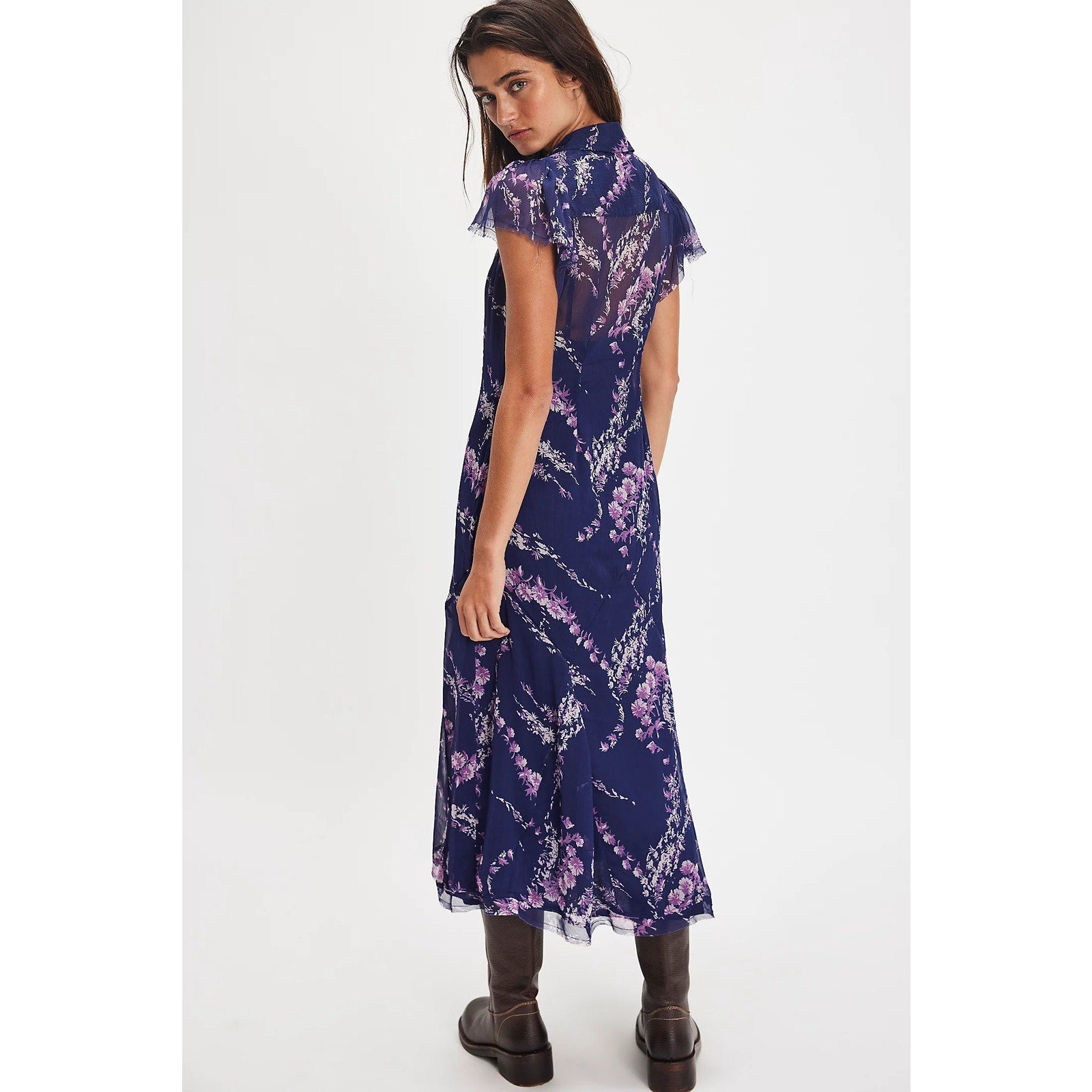 Free People Cannaday Maxi Dress X-Small Navy Floral Combo Free People