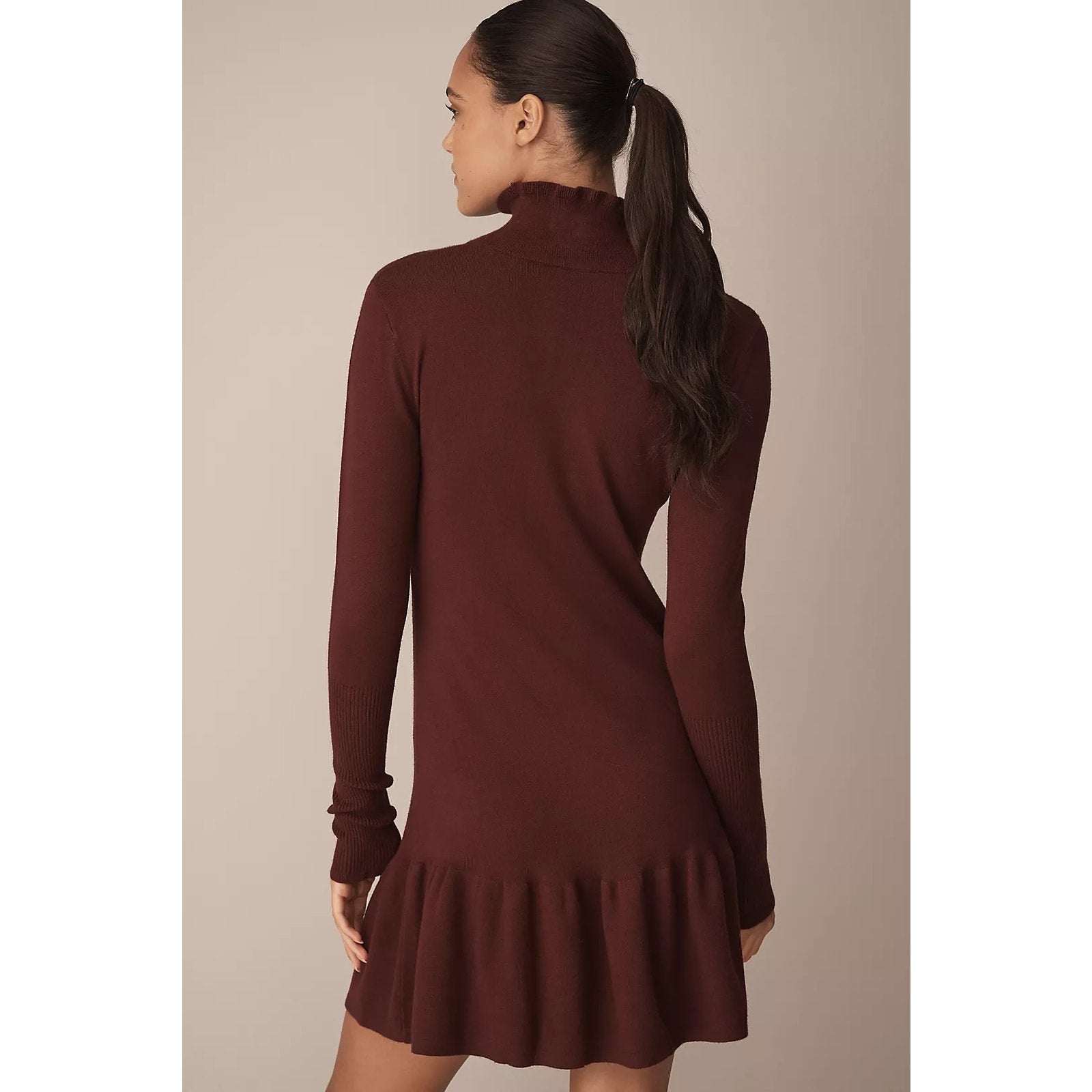 New ANTHROPOLOGIE Sundays Andes Knit Mini Sweater Dress $242 SMALL Wine