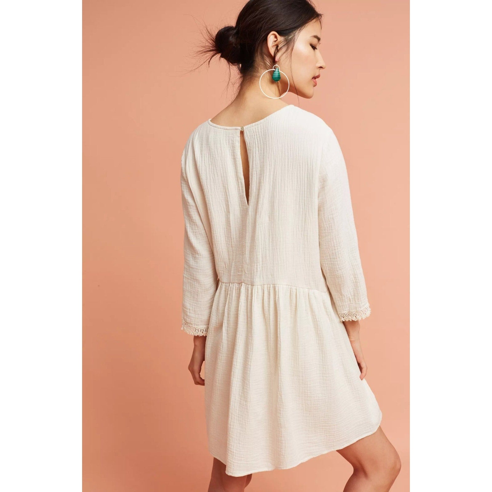 New Anthropologie Edira Lace Tunic Mini Dress $138 Small Ivory White