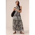 Anthropologie The Somerset Chiffon Halter Maxi Dress X-LARGE Black Anthropologie