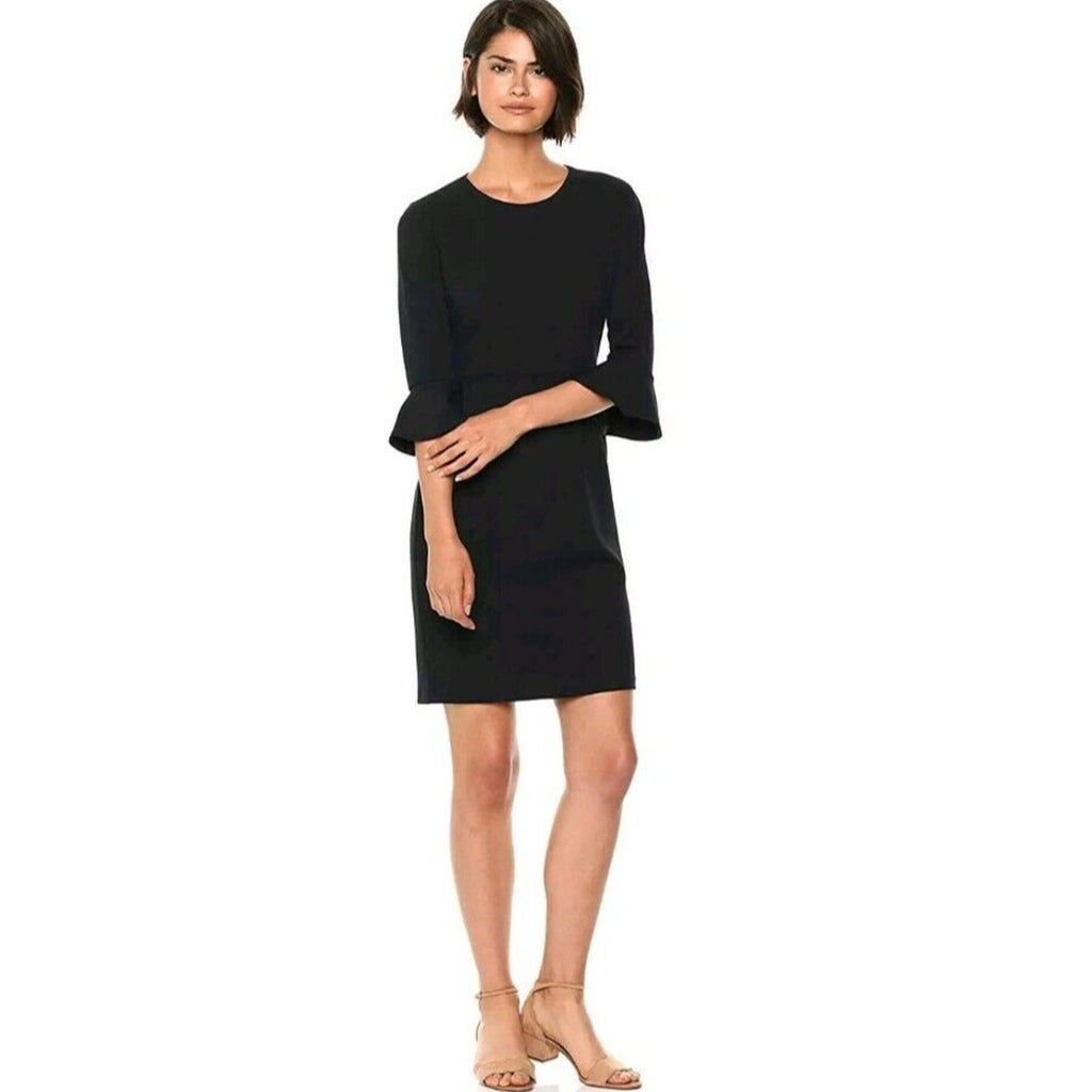 New Donna Morgan x Kendall Ruffle Sleeve Mini Dress Black LBD SIZE 6 Sheath