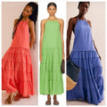 New FREE PEOPLE Somewhere Sunny Drop-Waist Boho Maxi Dress $118 MEDIUM Kiwi