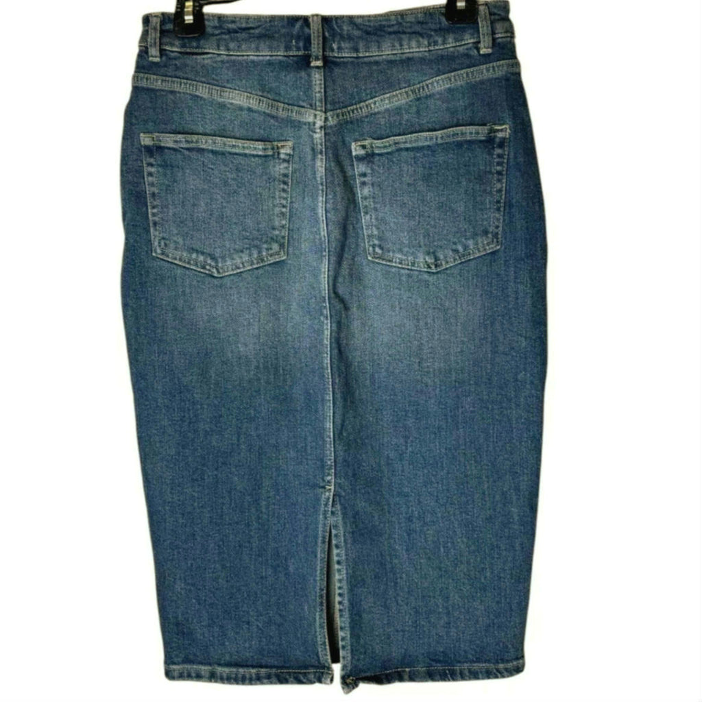 Anthropologie x Pilcro Denim Pencil Skirt $130 Size 6 Blue Midi