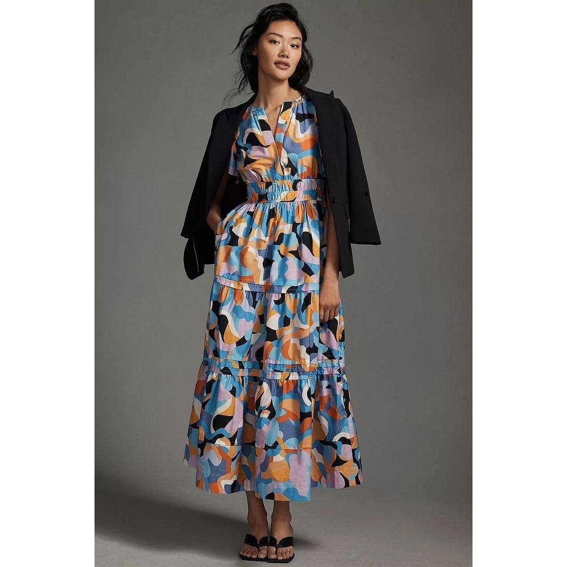 Anthropologie The Somerset Maxi Dress $168 XXS Orange Abstract