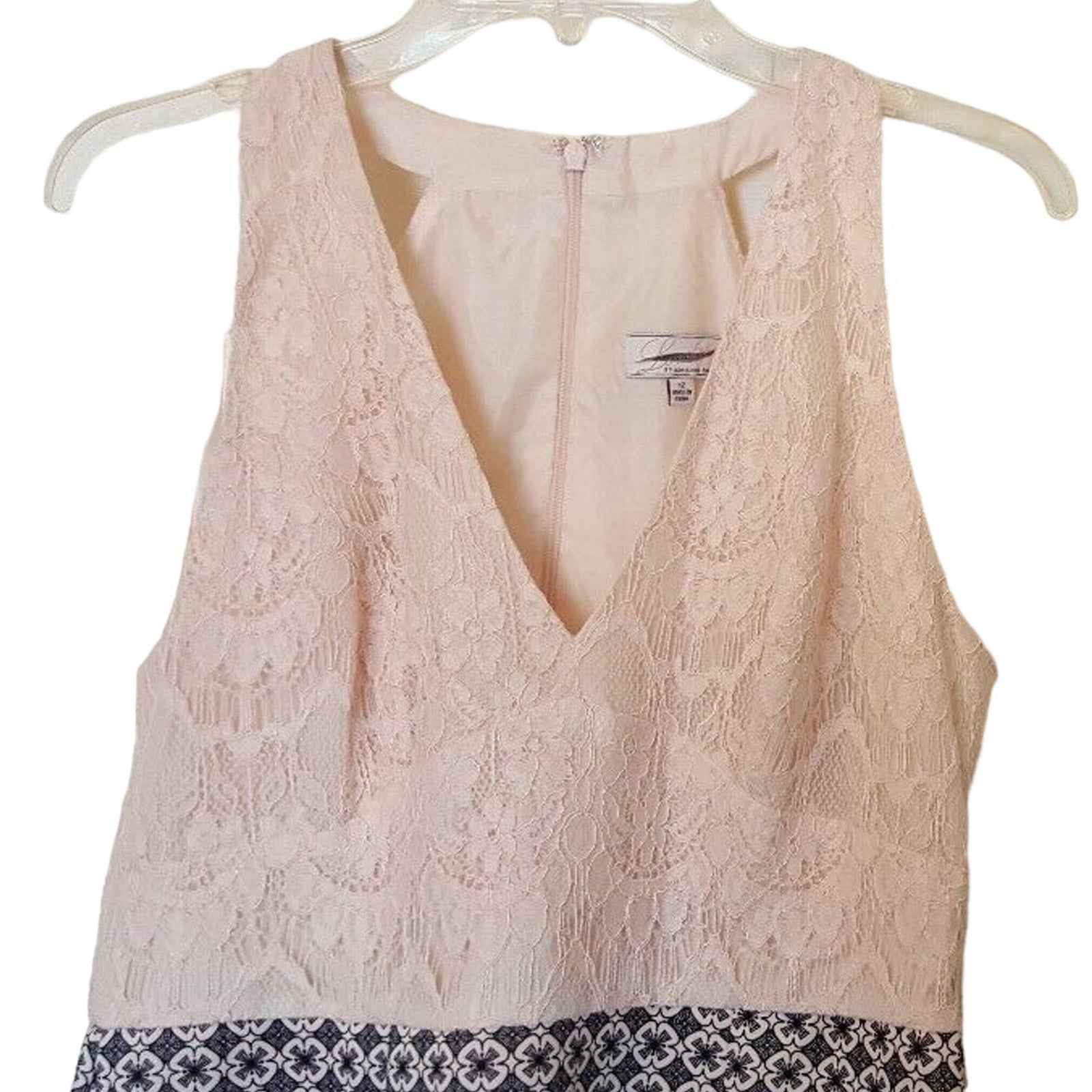 New Adrianna Papell Lovely Lace Geo Mini Dress Pink Size 8