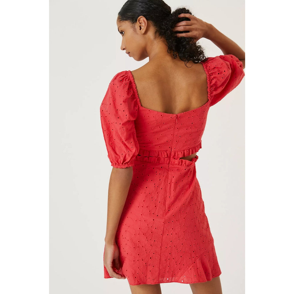 NEW Anthropologie Hutch Puff-Sleeve Cut-Out Mini Dress Size 8